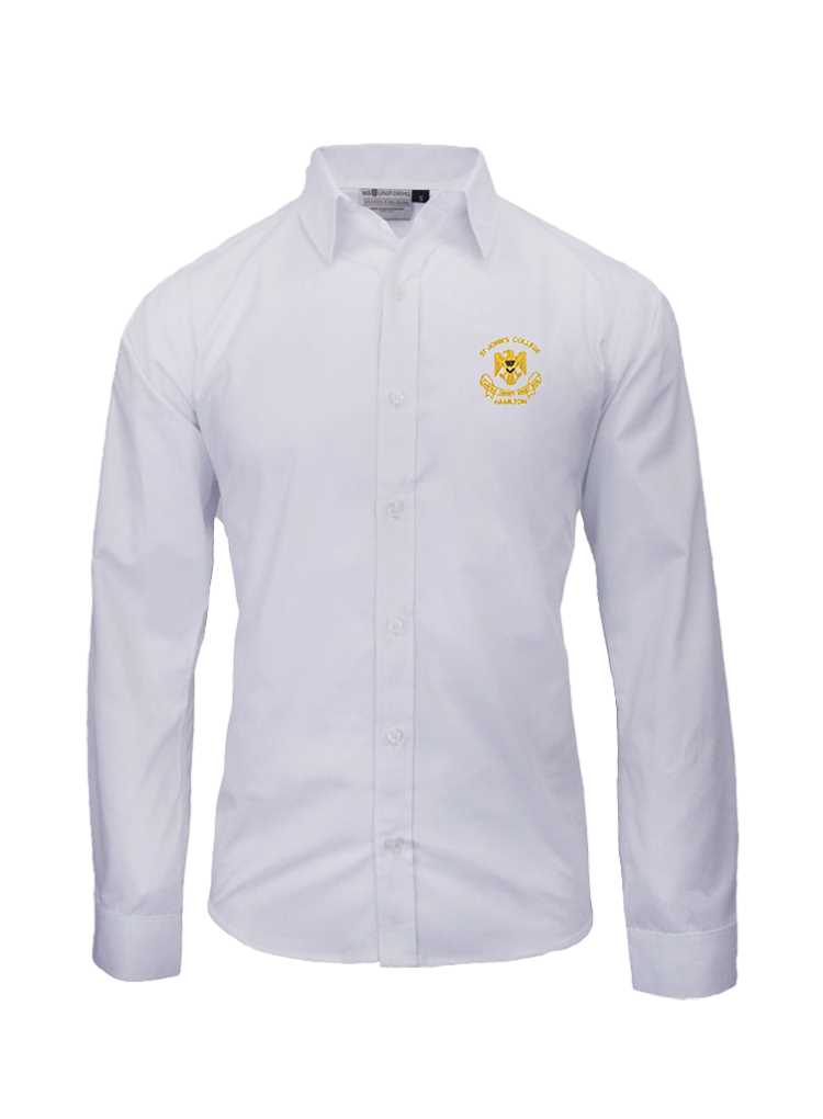 St John's College Senior LS Shirt w/ Crest  White